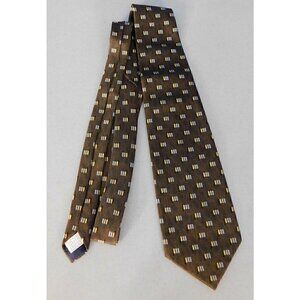VINTAGE G3M SIDAE BROWN, GRAY & YELLOW NECK TIE, 3.75" WIDE, NEVER WORN!